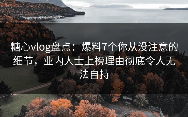 糖心vlog盘点：爆料7个你从没注意的细节，业内人士上榜理由彻底令人无法自持